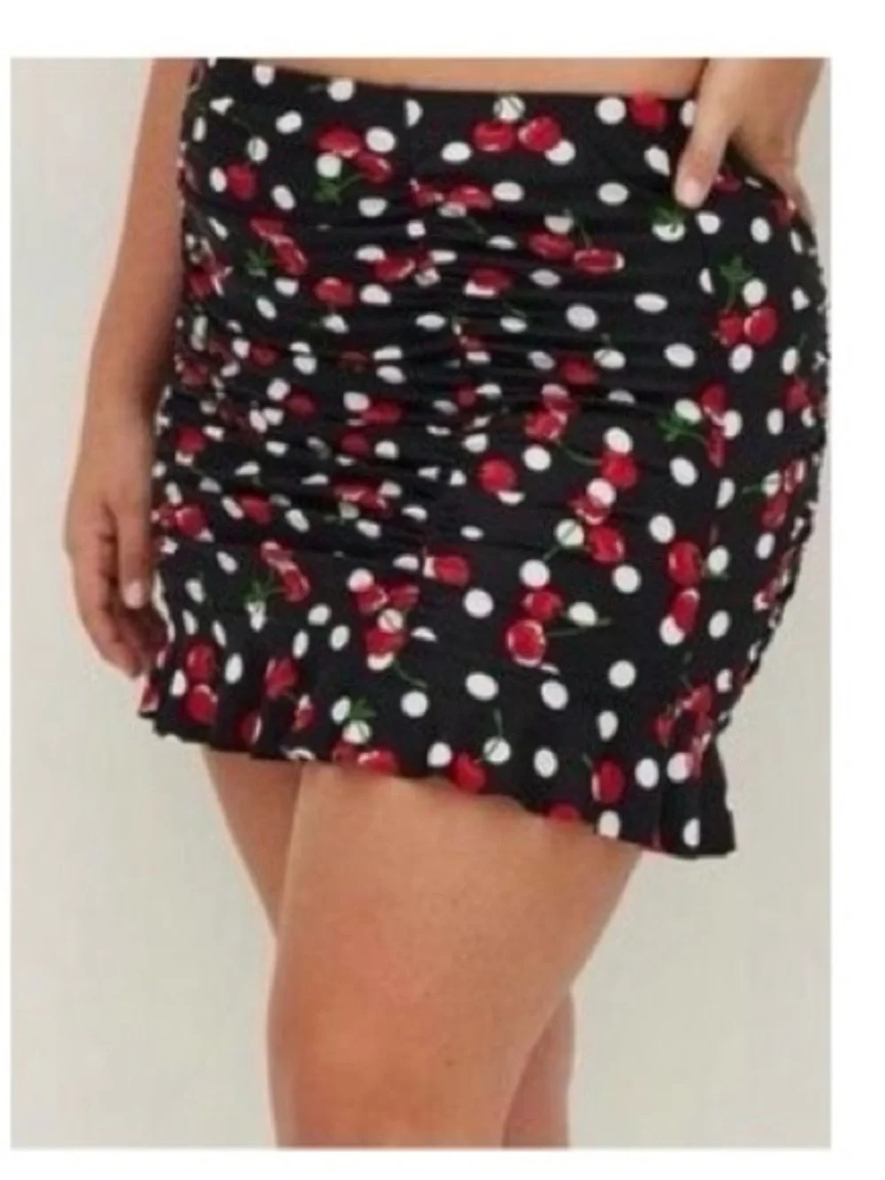 Size 4 Torrid Swim skirt cherry polka dot print